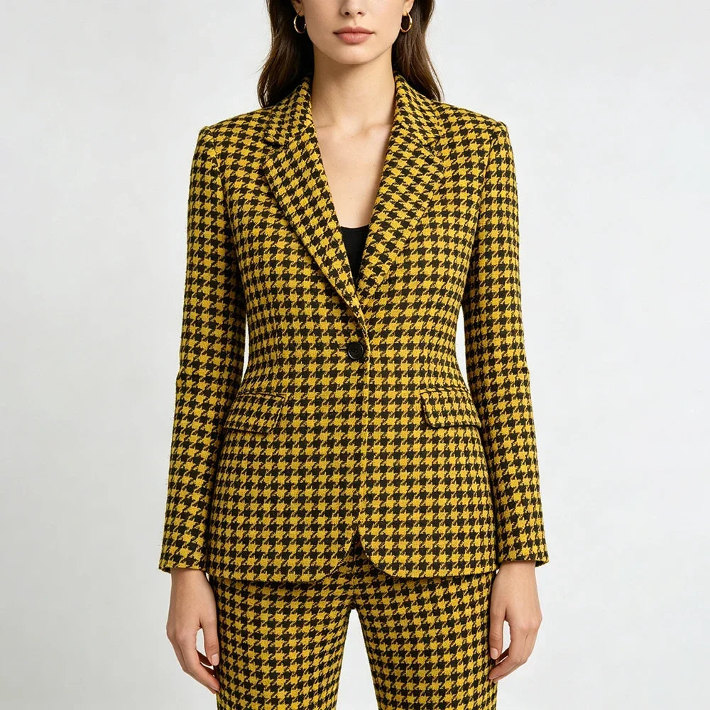 Classic 2 Pieces Suits One-Button Women's Elegant Notch Lapel Slim Fit Jacket Pants Full Sets Customized Vintage Blazer Prom