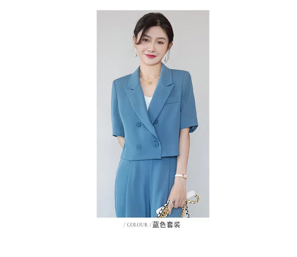 Blazer Short Suit Small Workplace Commuting Temperament Thin Suit Summer Button Suit OL Work Clothes Pant Sets