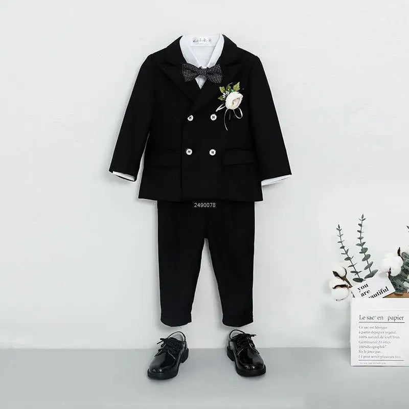 Little Boys Wedding Suit Children Photography Dress Kids Stage Performance Formal Blazer Suit Baby Birthday Ceremony Costume
