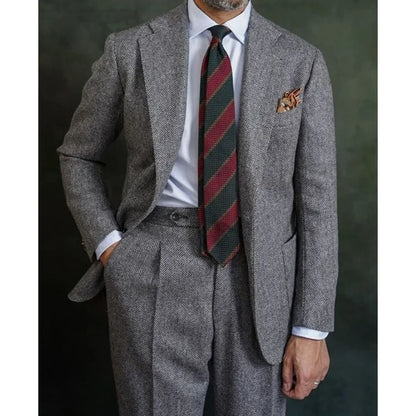 Men's 2-Piece Double-Breasted Suit Peak Lapel Slim Straight Fit for Wedding Business Casual