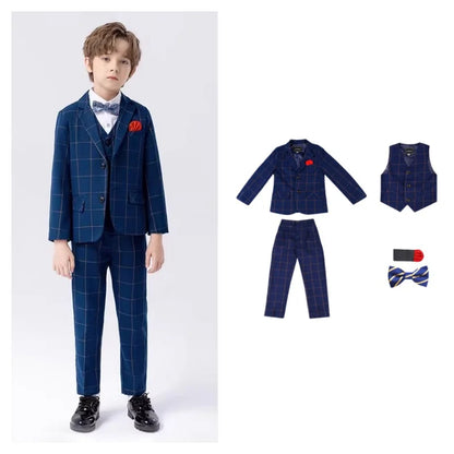 Flower Boys Wedding Suit Set Spring Kids Birthday Photograhy Outfit Children's Piano Host Speech Chorus Performance Costume