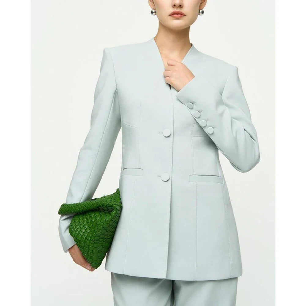 Elegant Solid Color Women Pants Set High-end Single Breasted Female Two Pieces(Blazer+Trousers)ropa de mujer ofertas