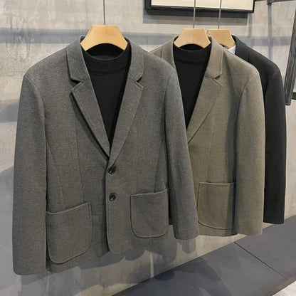Elegant Single Breasted Coats Tweed Man Suits and Blazers Original Jacket for Men Spring Clothes Korean Style Casual Menswear