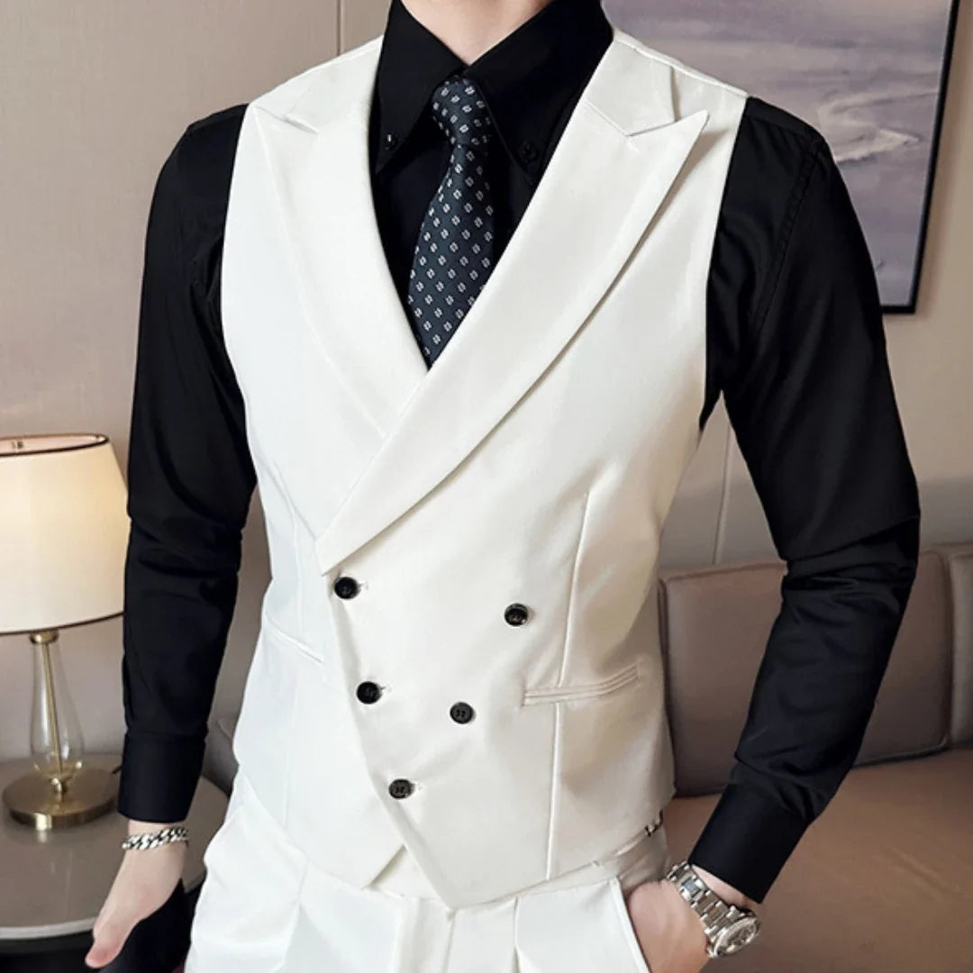 Men's Formal Vest Double Breasted Lapel Waistcoat for Weddings & Business