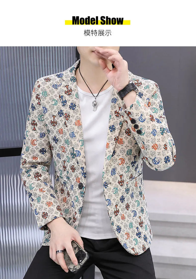 Blazer Men's Fashion Outdoor Travel Gentleman Wedding Slimming Business Versatile Trendy Casual Korean-style Formal Wear Blazer
