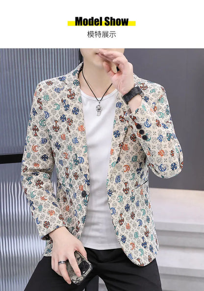 Blazer Men's Fashion Outdoor Travel Gentleman Wedding Slimming Business Versatile Trendy Casual Korean-style Formal Wear Blazer