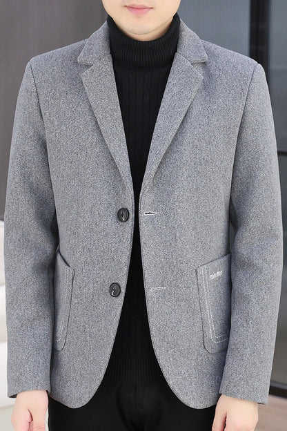 Blazer Men Fashion, Business Gentleman, Groom, Professional Gentleman, Fitted, Casual, Woolen and Cotton Dress, High-end Blazer