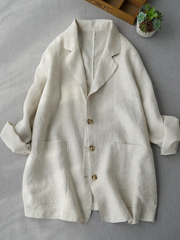 Loose Women's Short Suit Jacket Korean Japanese Style Cotton Linen Open Cardigan Top Casual Comfortable Fashionable