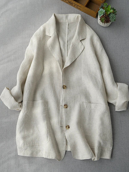 Loose Women's Short Suit Jacket Korean Japanese Style Cotton Linen Open Cardigan Top Casual Comfortable Fashionable