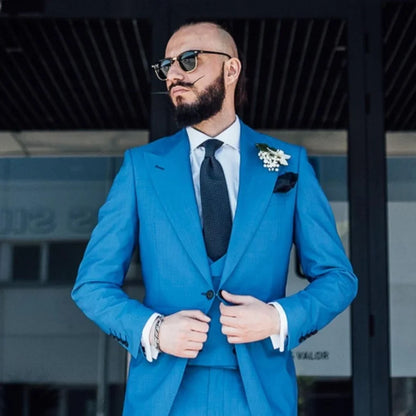 Men's 3-Piece Long-Tail Blazer Tuxedo Smoking Suit for Wedding Party Fashionable Male Jacket Coat Casual Formal Wear