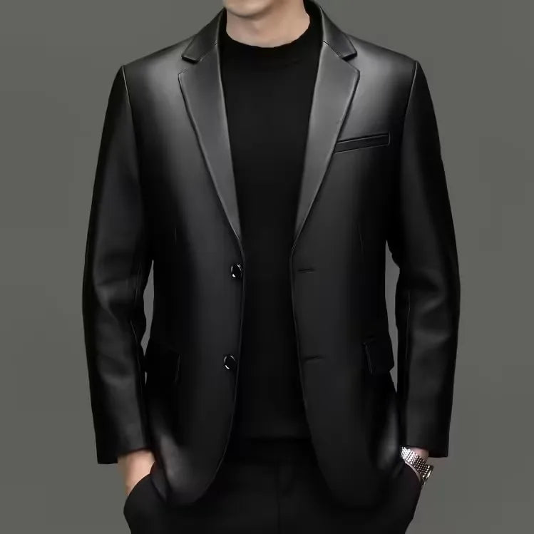 Men's Genuine Leather Blazer – Sheepskin Smart Casual Suit Jacket