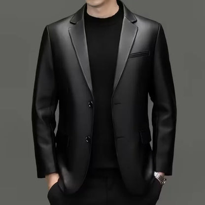 Men's Genuine Leather Blazer – Sheepskin Smart Casual Suit Jacket