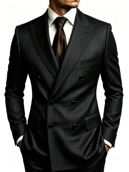 Men's Casual Business Blazer Double Breasted Jacket Peak Lapel Slim Fit Formal Wedding Groom Party Prom Single Outerwear Coat