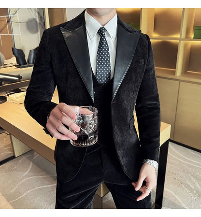 Men's Slim Fit 3-Piece Suit – Smart Casual & Wedding Formal Set