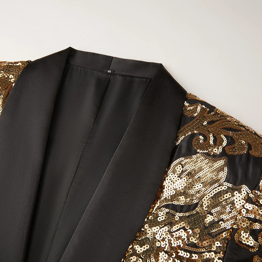 Men's Luxury Gold Sequins Suit Jacket Shawl Lapel Slim Wedding Party Blazers Bar Stage Singer Concert Glitter Tuxedo Dress Coat