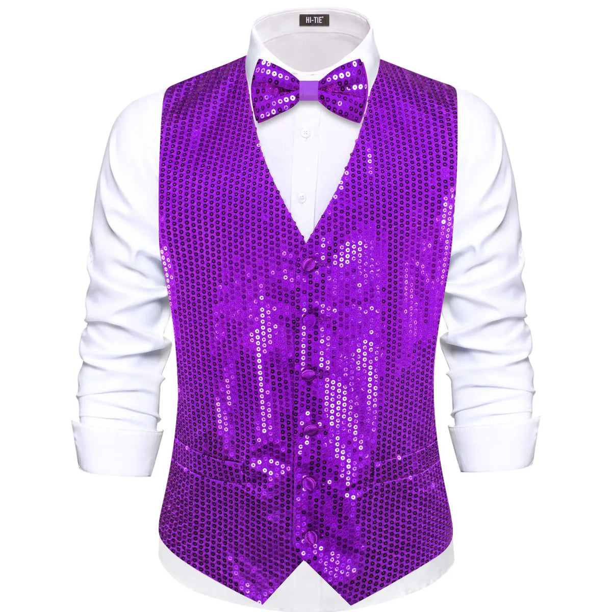 Men's Sequin Suit Vest with Bow Tie Set for Weddings and Formal Events