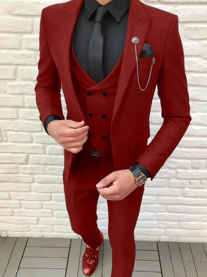Men's 3-Piece Slim Fit Suit – Notch Lapel Blazer, Trousers & Waistcoat for Formal Occasions