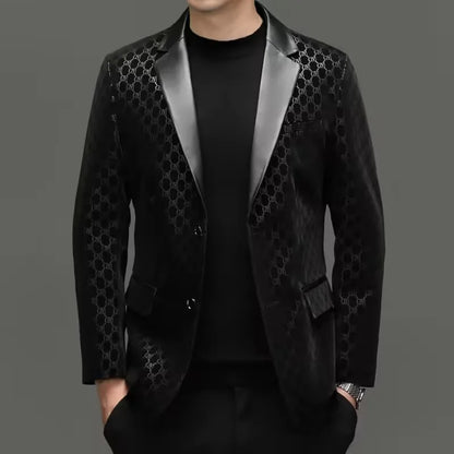Men's Slim Fit Sheepskin Leather Blazer – Smart Casual Single Breasted Suit Jacket