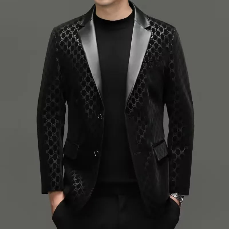 Sheepskin Leather Blazer for Men — Slim Fit Suit Jacket for Smart Casual & Spring Wear