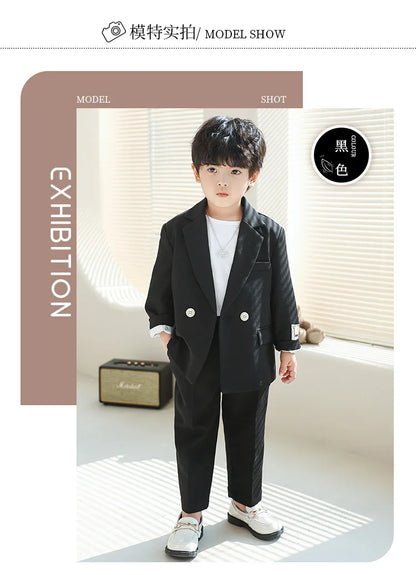 Boys Double Breasted Blazer Jack Vest Pants Children Suit Waistcoat Wedding Clothes Set Toddler Formal Dress Kids Tuxedos Outfit