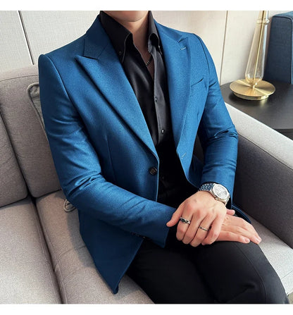 High-end Shiny Business Casual Suit Jacket Men British Style Slim Fit Office Work Men Blazers Wedding Groom Dress Coats 2025