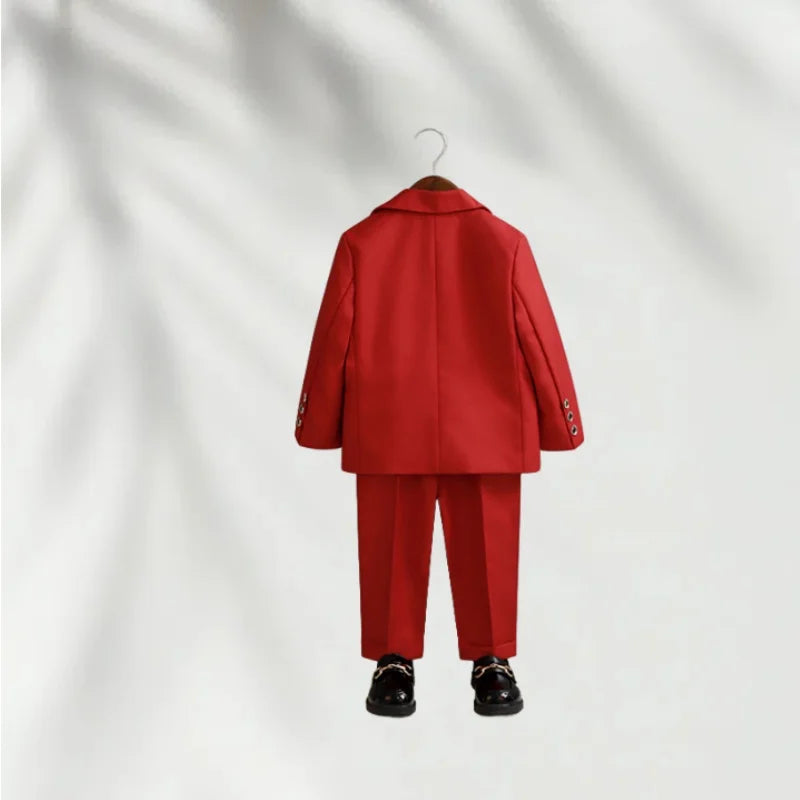 Children 3Pieces White Wedding Suit Kids Jacket Pants Botwtie Photograph Suit Flower Boys Birthday Tuxedo Party Dress