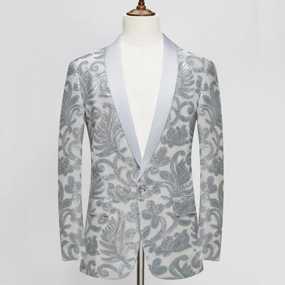 Men's Velvet Sequin Fashion Suit European And American Style Stage Clothes Handsome Trendy Clothing for Singers