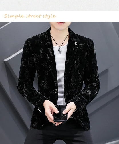 Fashion Handsome Slim Fit Corduroy Suit for Men High Quality Young Boutique Style Single Breasted West Coat M-5XL