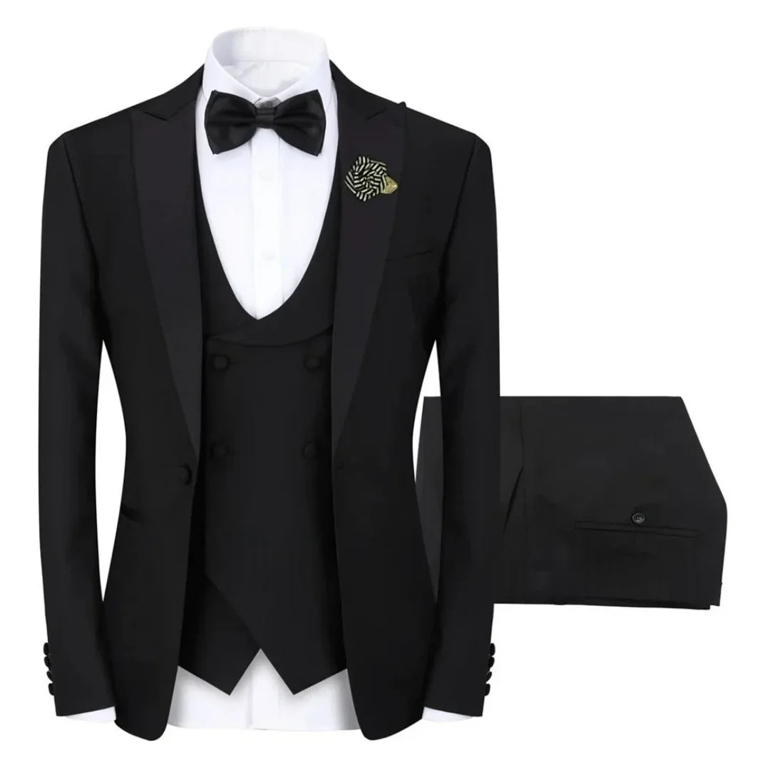 Men's 3 Piece Suit Slim Fit One Button Prom Suits Set Blazer Vest Trousers