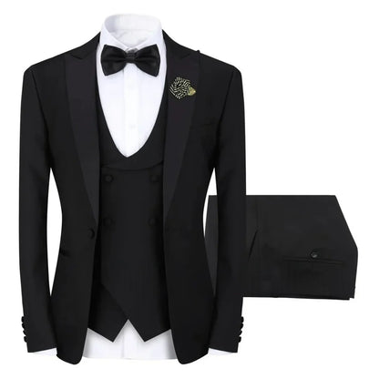 Men's 3 Piece Suit Slim Fit One Button Prom Suits Set Blazer Vest Trousers