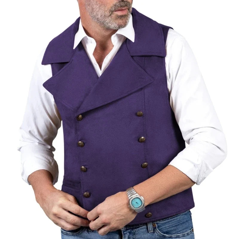 Men's Formal Vest Double Button Frosted Velvet Waistcoat for Weddings and Banquets
