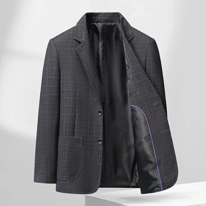Men's Smart Casual Blazer Single Breasted Checkered Suit Jacket