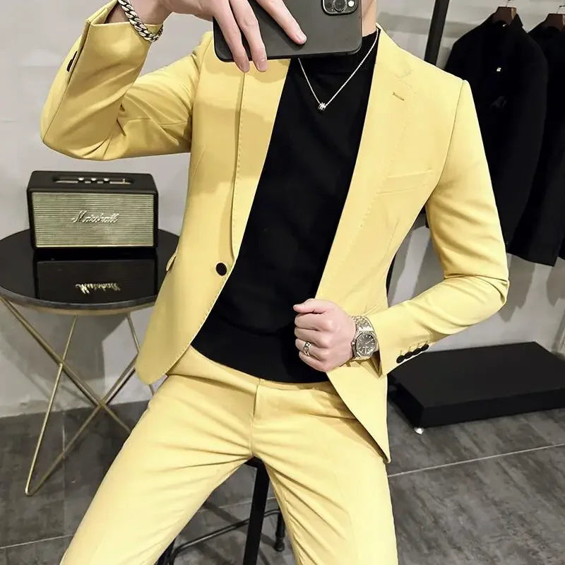 (Blazer+ Vest + Trousers) 2023 Latest Design Double Breasted Vest Men's Suit High Quality Business Simple Casual Dress Wedding