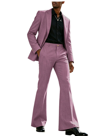 Men's 2-Piece Retro Flare Suit – Slim Fit Bell Bottom Blazer & Wide Leg Pants for Formal Occasions