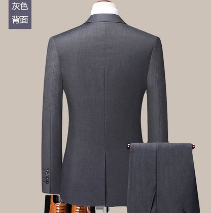 Men's Solid Color Formal Suit for Business, Banquet, and Wedding