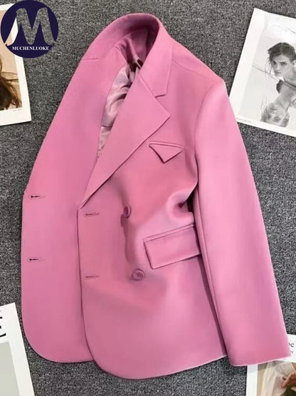 Women's Korean Fashion Long Sleeve Blazer Spring Autumn Casual Loose Office Coat Versatile Street Trend Blazer for Women