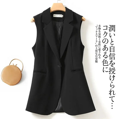 New Fashion Korean Women Vest Spring Autumn Suit Vest Sleeveless Jacket Cardigan Slim Fit Waistcoat High Quality Office Clothing