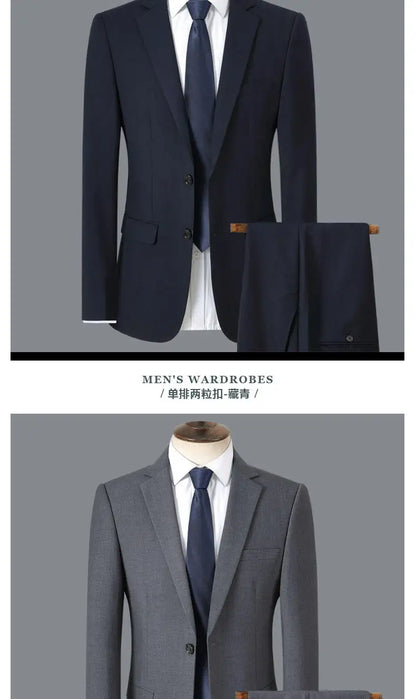 Men's Smart Casual 2-Piece Suit Set – Single Breasted Blazer and Trouser for Travel and Business