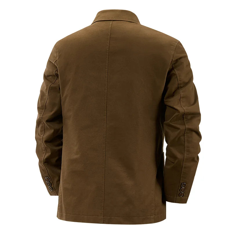KIDWHXR Blazer Men Loose Turn Down Collar Single-breasted Male Outerwear Retro Business Casual Long Sleeve Pocket Man Suit Coat