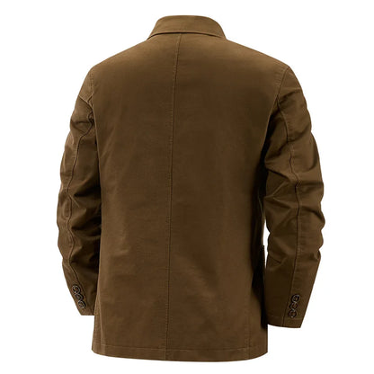 KIDWHXR Blazer Men Loose Turn Down Collar Single-breasted Male Outerwear Retro Business Casual Long Sleeve Pocket Man Suit Coat