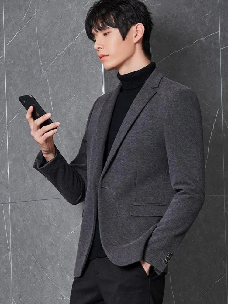 Men's Premium Wool Blend Blazer Coat Autumn Winter Thickened Korean Style Casual Business Smart Casual Elegant Outerwear