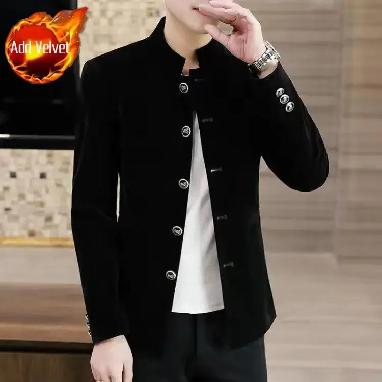 Slim Fit Velvet Man Suits and Blazers Single Models Clothing Korean Style Clothes Gentleman Elegant Jacket for Men New in Coats