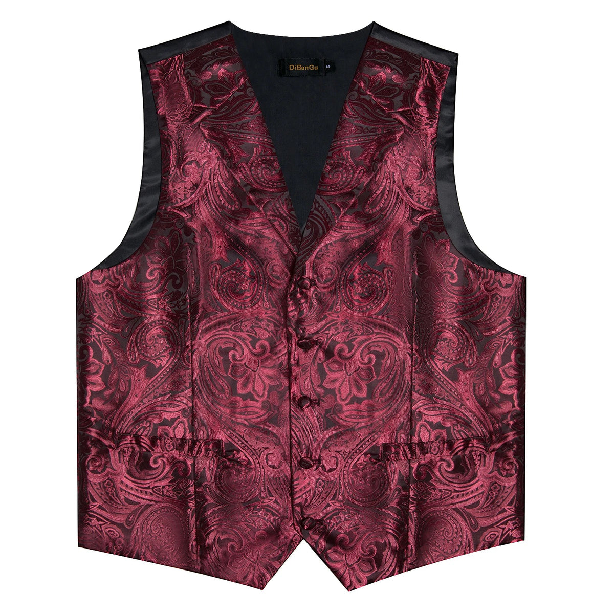 Men's Paisley Suit Vest – Single-Breasted Waistcoat with Tie, Handkerchief & Cufflinks for Weddings & Banquets