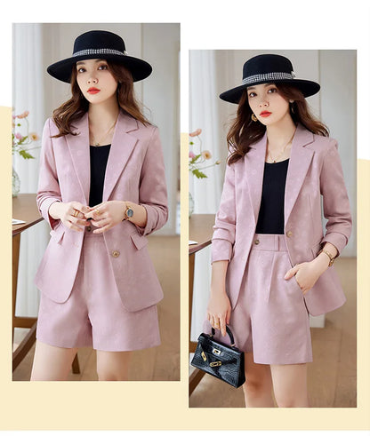 Fashion Temperament Professional Suits Women 2024 Spring Summer New Formal Long Sleeve Blazer And Pants&Shorts Sets Work Wear