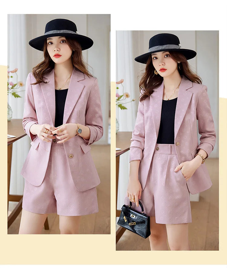 Fashion Temperament Professional Suits Women 2024 Spring Summer New Formal Long Sleeve Blazer And Pants&Shorts Sets Work Wear