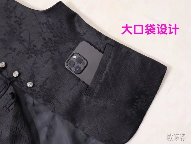 New Chinese Style Buckle Vest Coat For Women New Spring Autumn O-Neck Embroidery Sleeveless Jacket Fashion Jacquard Waistcoat