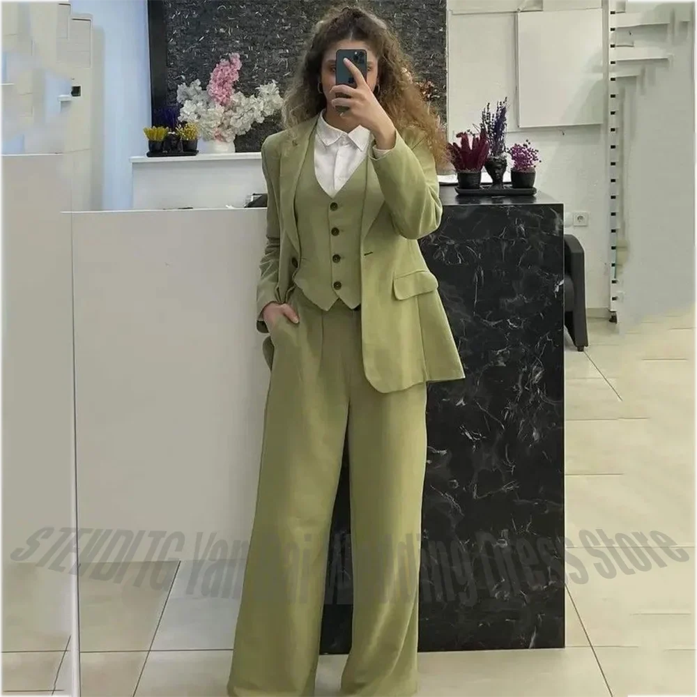Customized Women Suits Straight Outfit High Quality Notch Lapel Blazer Vest Pants Business Work Wear Banquet Party Gala Lady Set