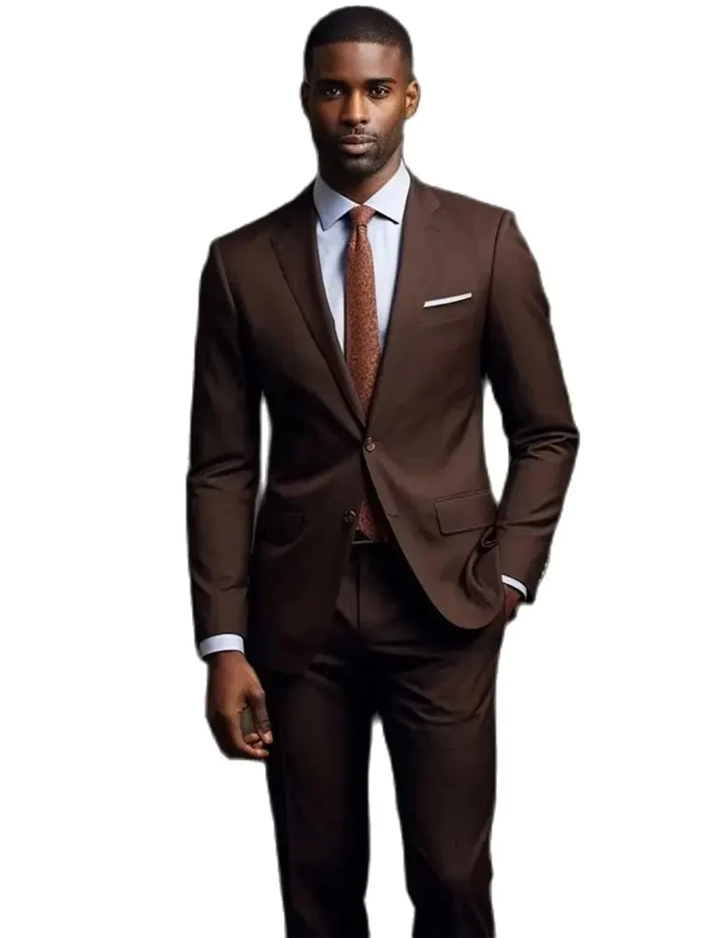 Slim Fit Coffee Men's 2-Piece Tuxedo Notch Lapel Two Buttons Business Wedding Prom Groom Suit Jacket And Pants Set Men Clothing