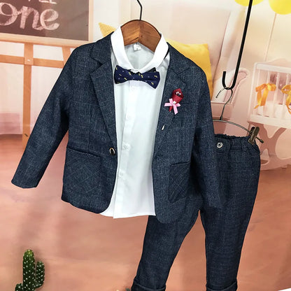 Flower Boys Formal Wedding Suit Kids Birthday Photography Dress Children Prom Elegant Suit Child Piano Evening Tuxedo Costume