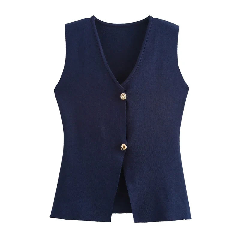 Womens Vest Sleeveless Knit Vest Women Outerwears Autumn Cropped Black Blue Vest Woman Elegant Off White Red Sweater Vests